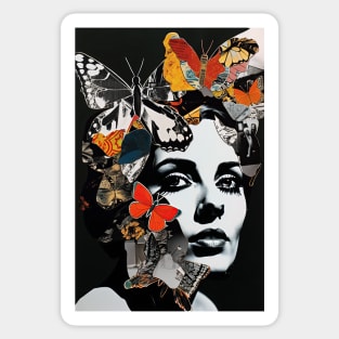 Girl with Butterflies - Beautiful Art Print, T-Shirts, and More Sticker